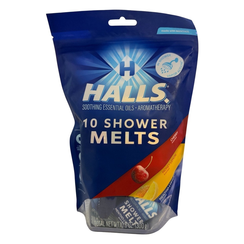 Halls Aromatherapy Shower Melts 10ct Menthol Essential Oils Variety Pack 10.6oz